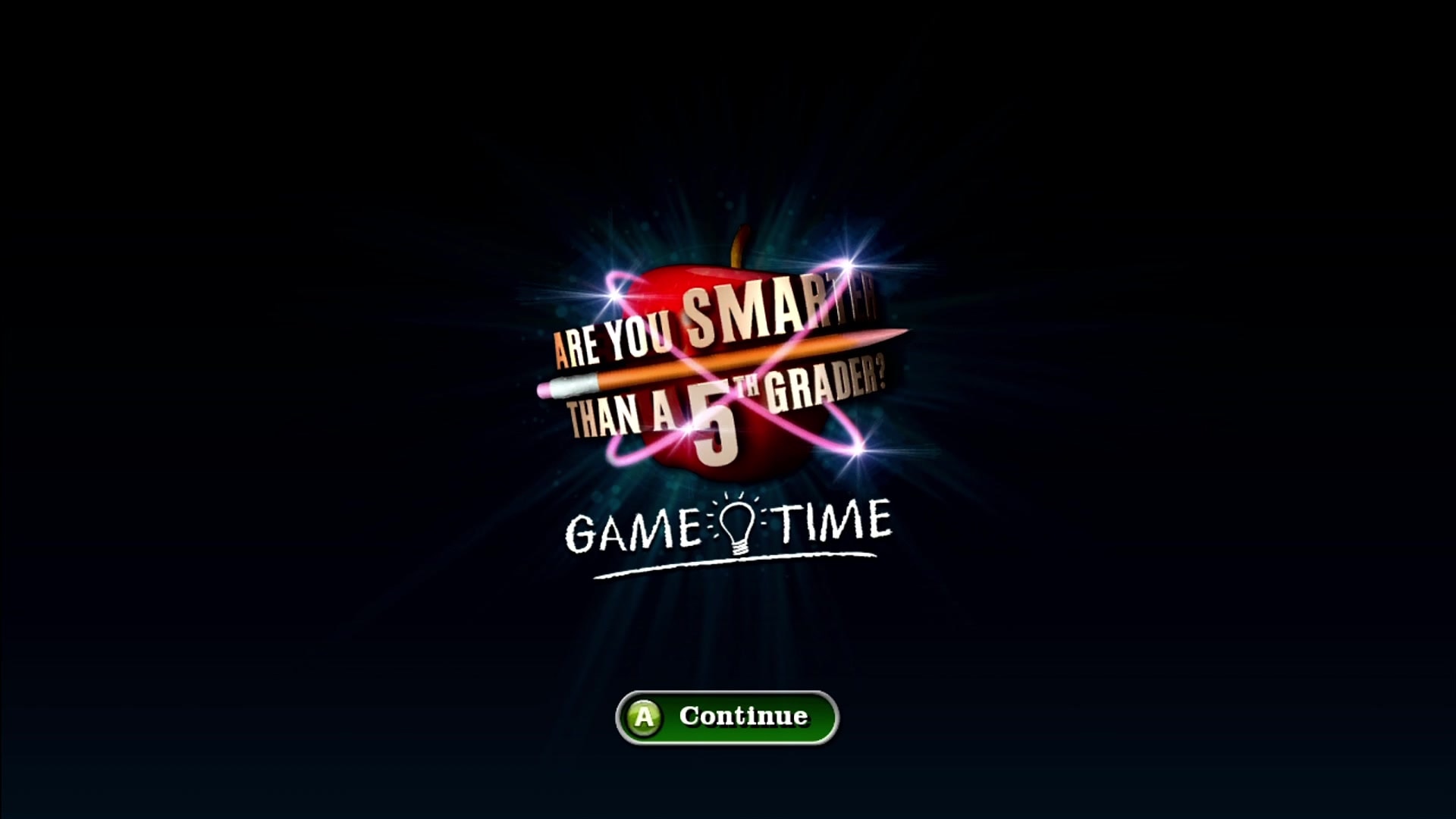 Are You Smarter Than A 5th Grader? Game Time title screen for Xbox 360